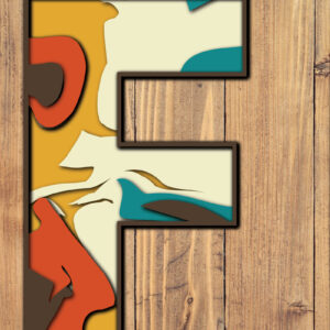 Intra απο ξύλο plywood 3mm-4mm πάχος Τρισδιάστατη κοπή χαρτιού αλφαβήτου F Δίασταση 1200x1200 cm INTRAFABR-57381045