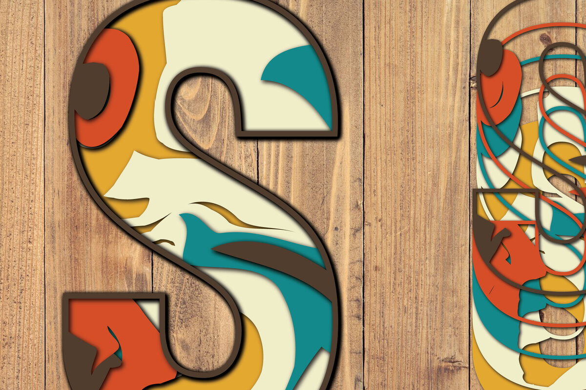 Intra απο ξύλο plywood 3mm-4mm πάχος 3D Alphabet Paper Cut S Δίασταση 1200x1200 cm INTRAFABR-57432841