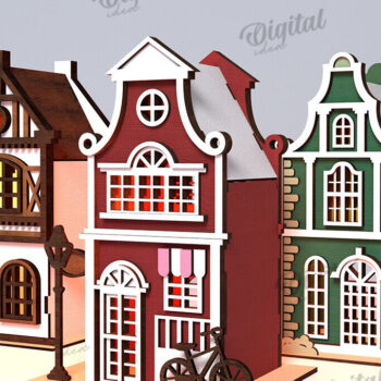 Intra απο ξύλο plywood 3mm-4mm πάχος 3D Amsterdam Houses Δίασταση 30x20 cm INTRAFABR-114874298 - Image 1