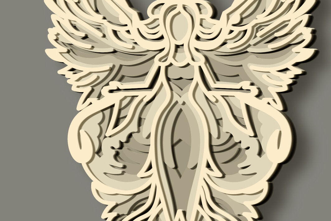 Intra απο ξύλο plywood 3mm-4mm πάχος 3d Angel Multilayer / Δίασταση 30x20 cm INTRAFABR-71040634 - Image 1