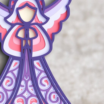Intra απο ξύλο plywood 3mm-4mm πάχος 3D Angel 7 Layer Christmas Δίασταση 30x30 cm INTRAFABR-77143333 - Image 1