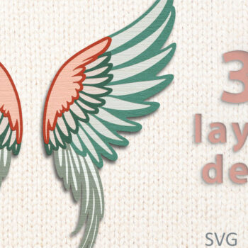 Intra απο ξύλο plywood 3mm-4mm πάχος Κοπή χαρτιού με λέιζερ 3d Angel Wings Δίασταση 7x7 cm INTRAFABR-115250065 - Image 1