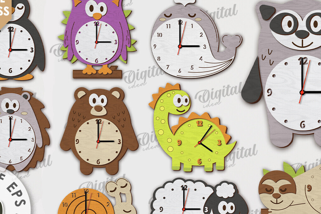 Intra απο ξύλο plywood 3mm-4mm πάχος τρισδιάστατων ρολογιών ζώων Δίασταση 30x20 cm INTRAFABR-116609845