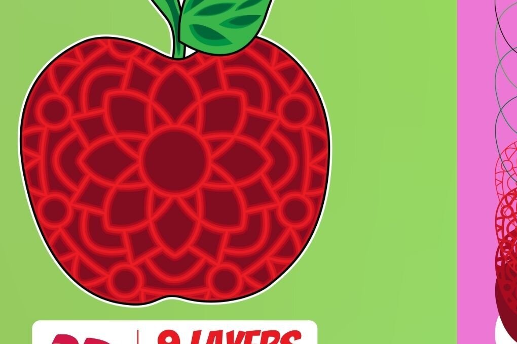 Intra απο ξύλο plywood 3mm-4mm πάχος Τρισδιάστατο αποκοπής Apple Δίασταση 30x20 cm INTRAFABR-17887614 - Image 1