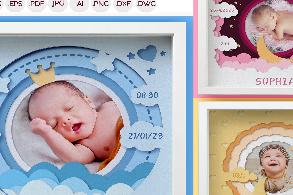 Intra απο ξύλο plywood 3mm-4mm πάχος 3D Baby Photo Frame Shadow Box BUNDL Δίασταση 20x30 cm INTRAFABR-81544139