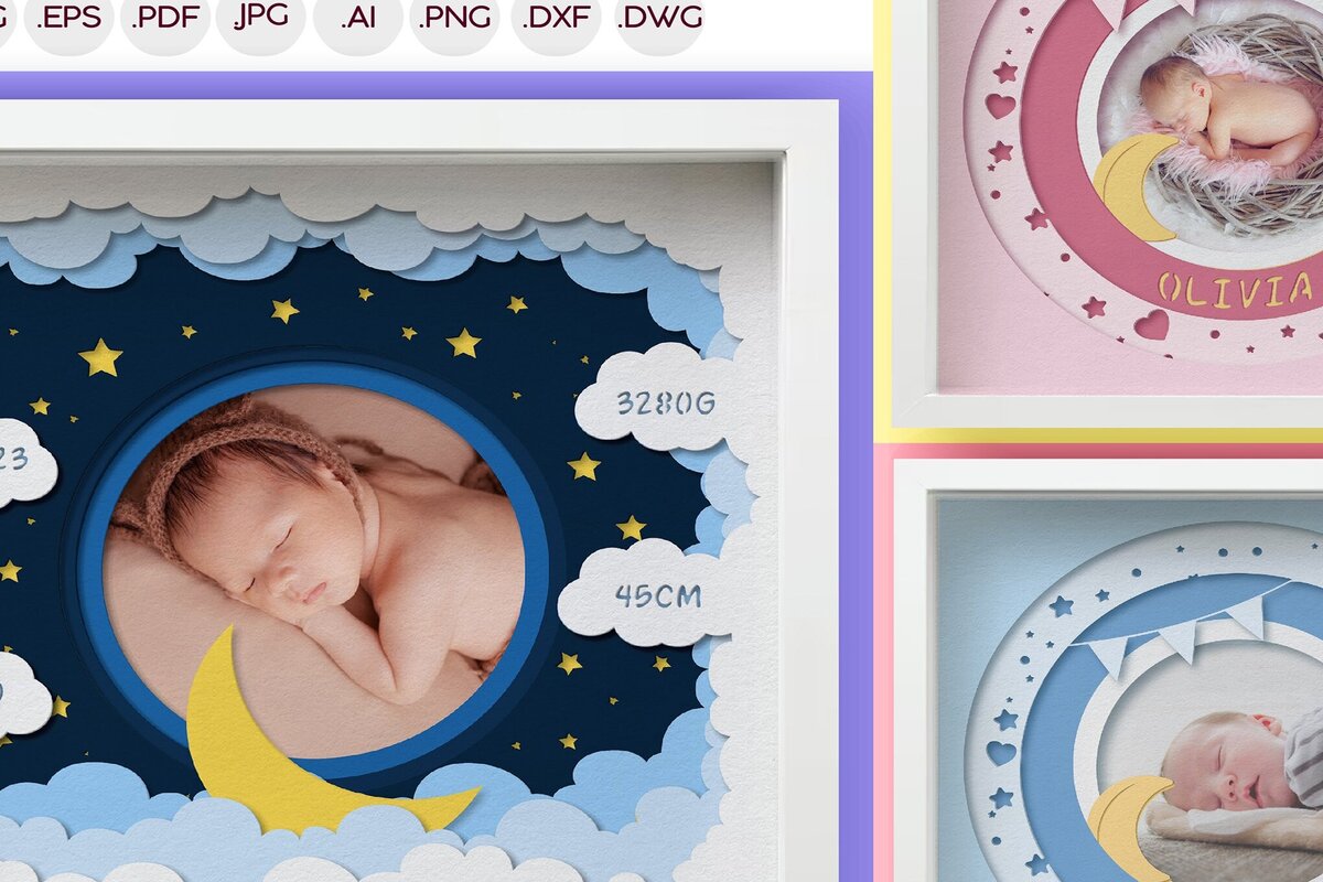 Intra απο ξύλο plywood 3mm-4mm πάχος 3D Baby Photo Frame Shadow Box BUNDL Δίασταση 20x30 cm INTRAFABR-81543949