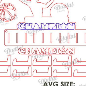 Intra απο ξύλο plywood 3mm-4mm πάχος Τρισδιάστατη θήκη για μετάλλιο μπάσκετ με Δίασταση 30x20 cm INTRAFABR-119316727 - Image 2