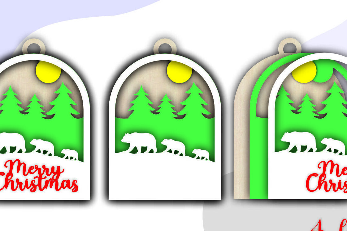 Intra απο ξύλο plywood 3mm-4mm πάχος Τρισδιάστατα χριστουγεννιάτικα στολίδια αρκούδας Δίασταση 8x8 cm INTRAFABR-80878471