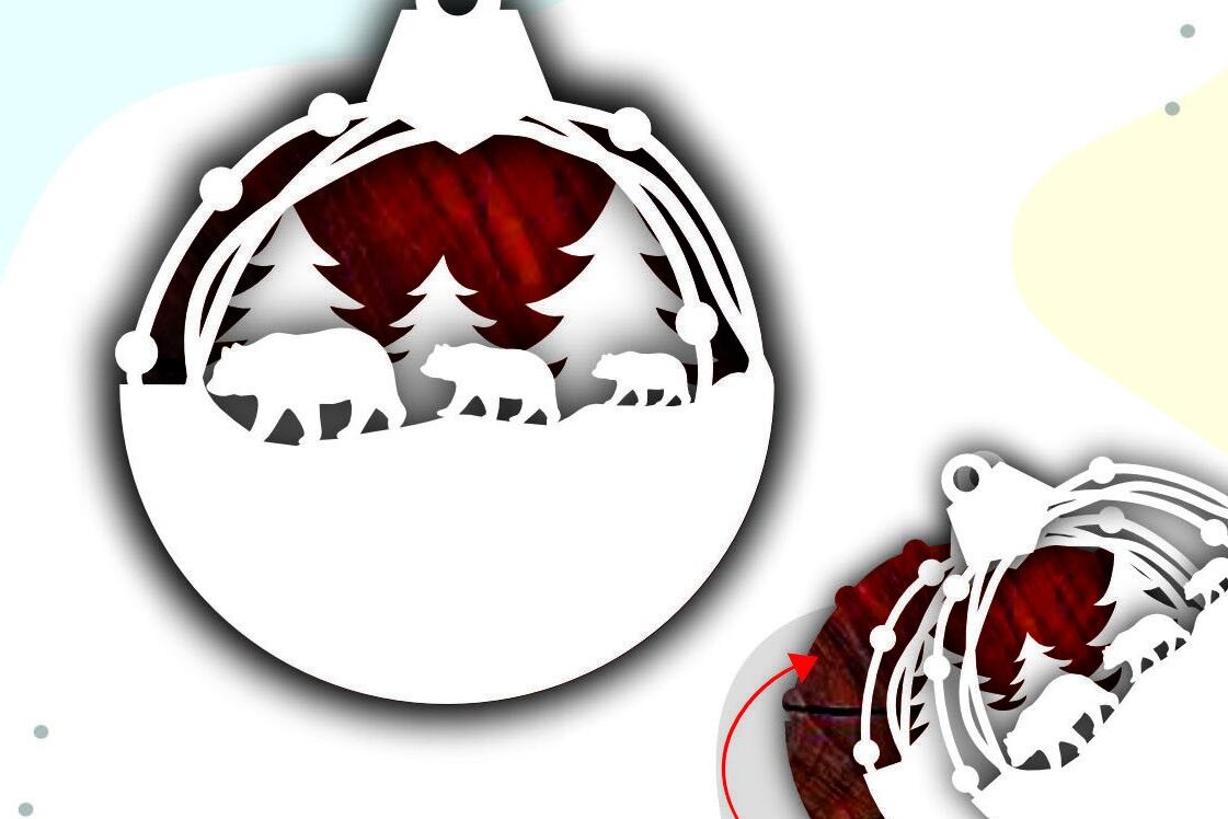 Intra απο ξύλο plywood 3mm-4mm πάχος Τρισδιάστατα χριστουγεννιάτικα στολίδια με στρώματα αρκούδας Δίασταση 8x8 cm INTRAFABR-39072640