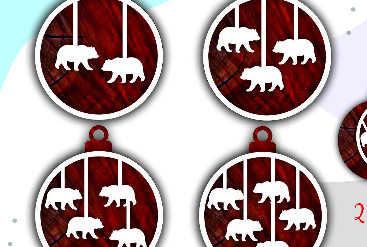 Intra απο ξύλο plywood 3mm-4mm πάχος Τρισδιάστατα χριστουγεννιάτικα στολίδια με στρώματα αρκούδας Δίασταση 8x8 cm INTRAFABR-46260118