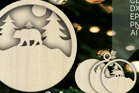 Intra απο ξύλο plywood 3mm-4mm πάχος Τρισδιάστατα χριστουγεννιάτικα στολίδια με στρώματα αρκούδας Δίασταση 8x8 cm INTRAFABR-105087103