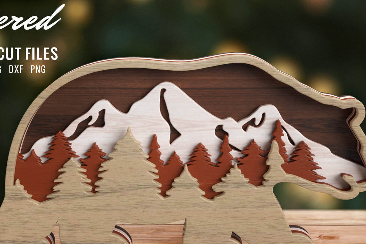 Intra απο ξύλο plywood 3mm-4mm πάχος 3D Bear Layered Animal Δίασταση 15x15 cm INTRAFABR-57271373 - Image 1