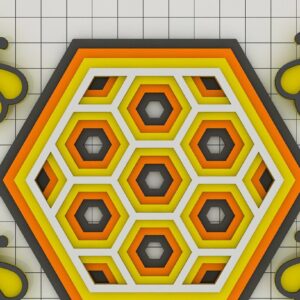 Intra απο ξύλο plywood 3mm-4mm πάχος 3D Bee , Layered Honeycomb  Δίασταση 30x20 cm INTRAFABR-39956002