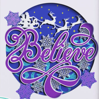 Intra απο ξύλο plywood 3mm-4mm πάχος 3D Believe Santa Shadow Box Δίασταση 8x8 cm INTRAFABR-53929633 - Image 1