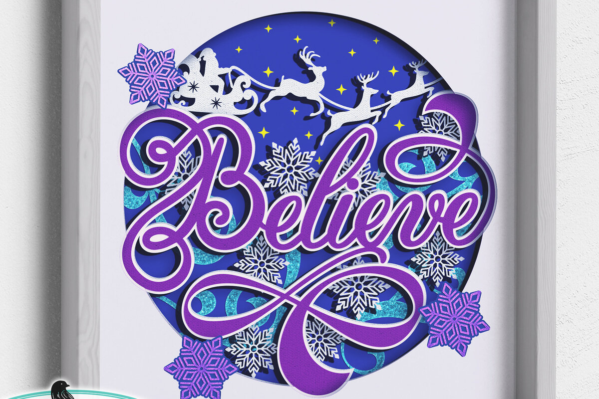 Intra απο ξύλο plywood 3mm-4mm πάχος 3D Believe Santa Shadow Box Δίασταση 8x8 cm INTRAFABR-53929633