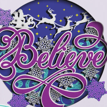 Intra απο ξύλο plywood 3mm-4mm πάχος 3D Believe Santa Shadow Box Δίασταση 8x8 cm INTRAFABR-53929633 - Image 2