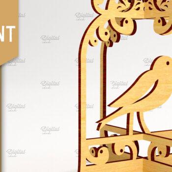 Intra απο ξύλο plywood 3mm-4mm πάχος Τρισδιάστατο στολίδι για κλουβί πουλιών Δίασταση 8x8 cm INTRAFABR-84589128 - Image 1