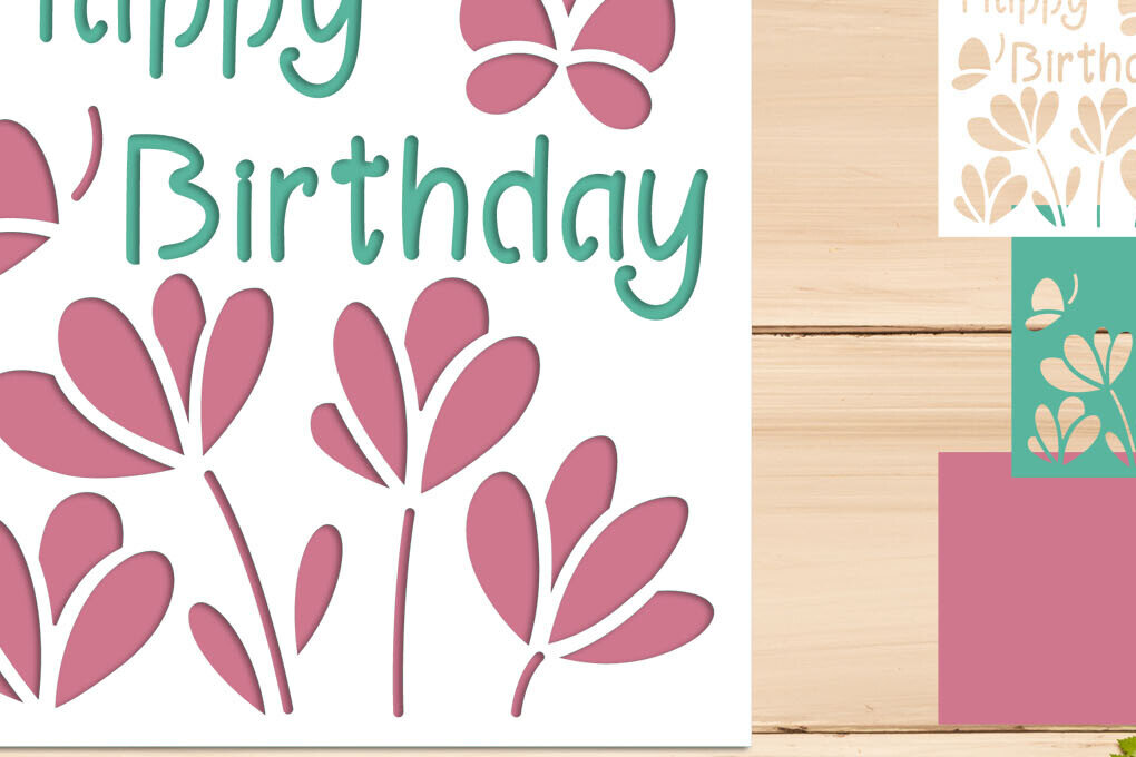 Intra απο ξύλο plywood 3mm-4mm πάχος Τρισδιάστατη κάρτα γενεθλίων με λουλούδια Δίασταση 8x8 cm INTRAFABR-102853113