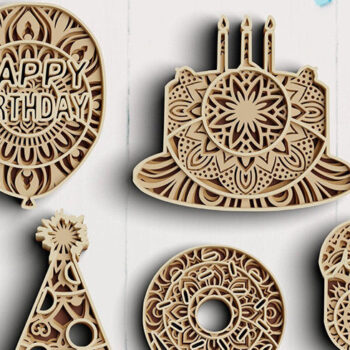 Intra απο ξύλο plywood 3mm-4mm πάχος 3D γενεθλίων Δίασταση 30x30 cm INTRAFABR-101186225 - Image 1