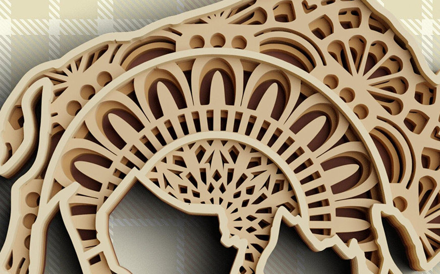 Intra απο ξύλο plywood 3mm-4mm πάχος 3D Buffalo 3D Bull Δίασταση 30x30 cm INTRAFABR-77074408