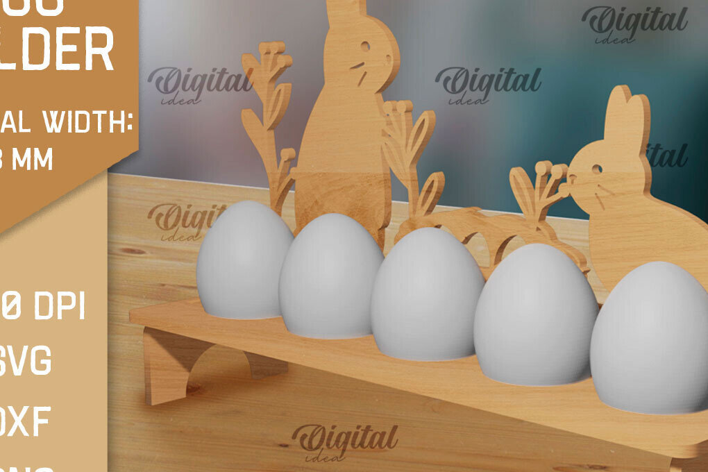 Intra απο ξύλο plywood 3mm-4mm πάχος Τρισδιάστατη θήκη πασχαλινών αυγών με λαγουδάκι με Δίασταση 15x15 cm INTRAFABR-88137989 - Image 1