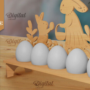 Intra απο ξύλο plywood 3mm-4mm πάχος Τρισδιάστατη θήκη πασχαλινών αυγών με λαγουδάκι με Δίασταση 15x15 cm INTRAFABR-88137880 - Image 1
