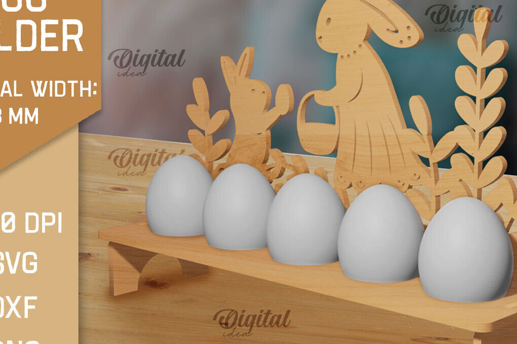 Intra απο ξύλο plywood 3mm-4mm πάχος Τρισδιάστατη θήκη πασχαλινών αυγών με λαγουδάκι με Δίασταση 15x15 cm INTRAFABR-88137880 - Image 1