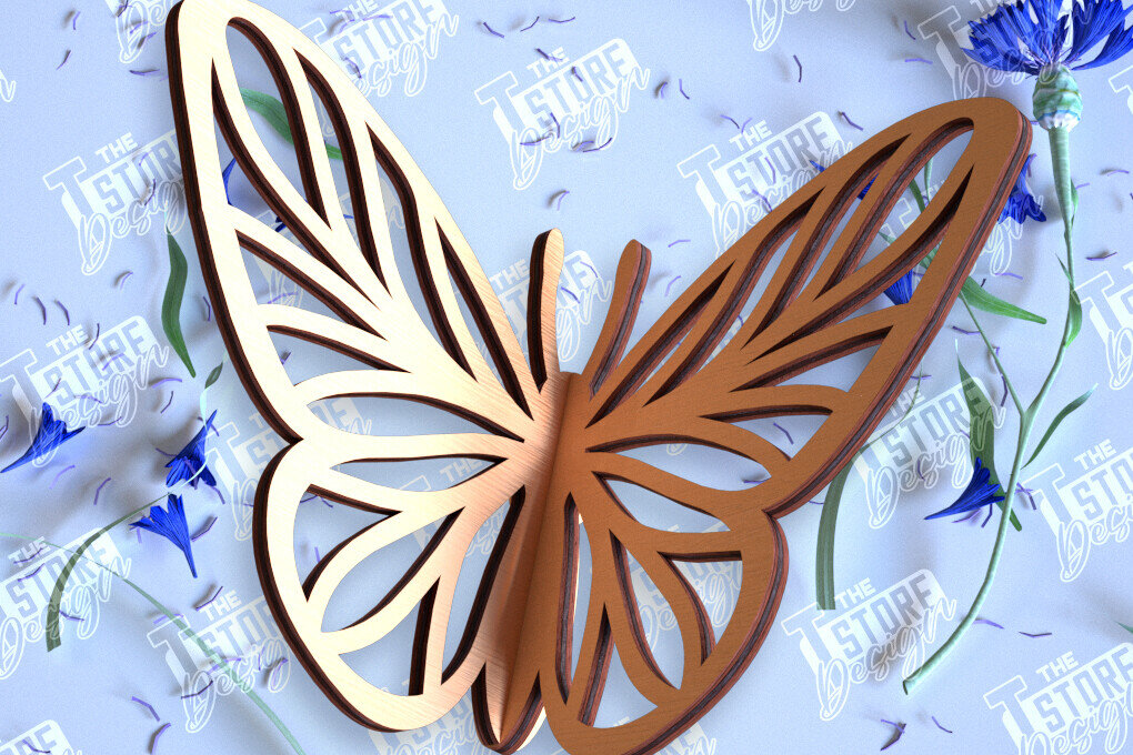 Intra απο ξύλο plywood 3mm-4mm πάχος 3D πεταλούδα | Summer Design | CNC Δίασταση 30x20 cm INTRAFABR-98268687