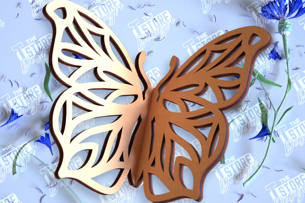 Intra απο ξύλο plywood 3mm-4mm πάχος 3D πεταλούδα | Summer Design | CNC Δίασταση 30x20 cm INTRAFABR-98268724