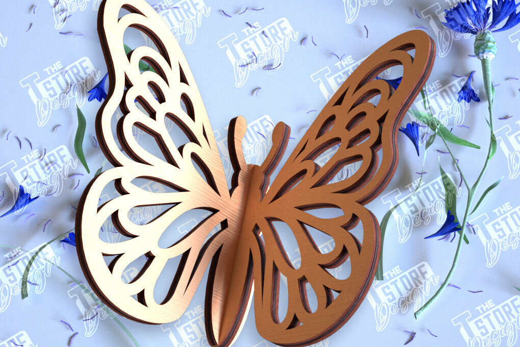 Intra απο ξύλο plywood 3mm-4mm πάχος 3D πεταλούδα | Summer Design | CNC Δίασταση 30x20 cm INTRAFABR-98268744