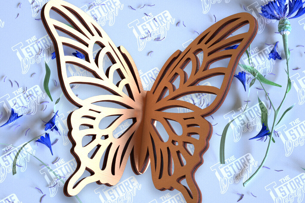 Intra απο ξύλο plywood 3mm-4mm πάχος 3D πεταλούδα | Summer Design | CNC Δίασταση 30x20 cm INTRAFABR-98268678