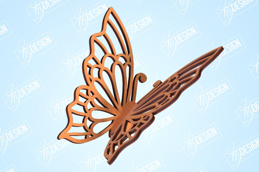 Intra απο ξύλο plywood 3mm-4mm πάχος 3D πεταλούδες | Summer Design | CNC Δίασταση 30x20 cm INTRAFABR-99202539 - Image 1