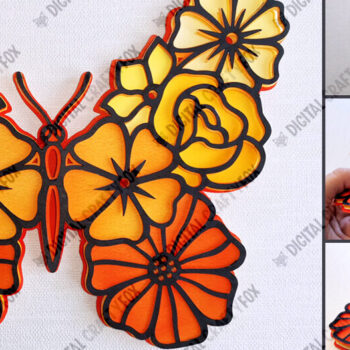 Intra απο ξύλο plywood 3mm-4mm πάχος 3D Butterfly Flower Paper Cut Δίασταση 3600x3600 cm INTRAFABR-80608157 - Image 4