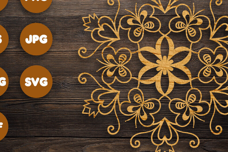 Intra απο ξύλο plywood 3mm-4mm πάχος 3D Butterfly Mandala για Cricut Δίασταση 30x30 cm INTRAFABR-77262355 - Image 1