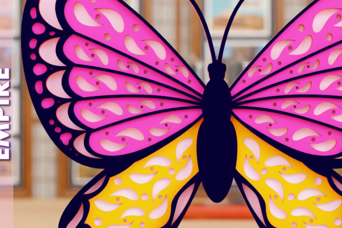 Intra απο ξύλο plywood 3mm-4mm πάχος 3D Butterfly Paper Cut Δίασταση 1200x1200 cm INTRAFABR-95217682 - Image 1