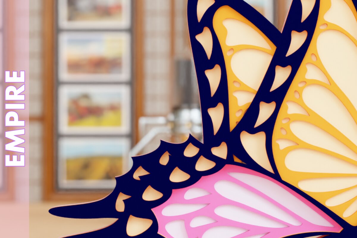 Intra απο ξύλο plywood 3mm-4mm πάχος 3D Butterfly Paper Cut Δίασταση 1200x1200 cm INTRAFABR-95217684