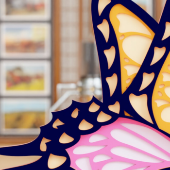 Intra απο ξύλο plywood 3mm-4mm πάχος 3D Butterfly Paper Cut Δίασταση 1200x1200 cm INTRAFABR-95376417 - Image 1