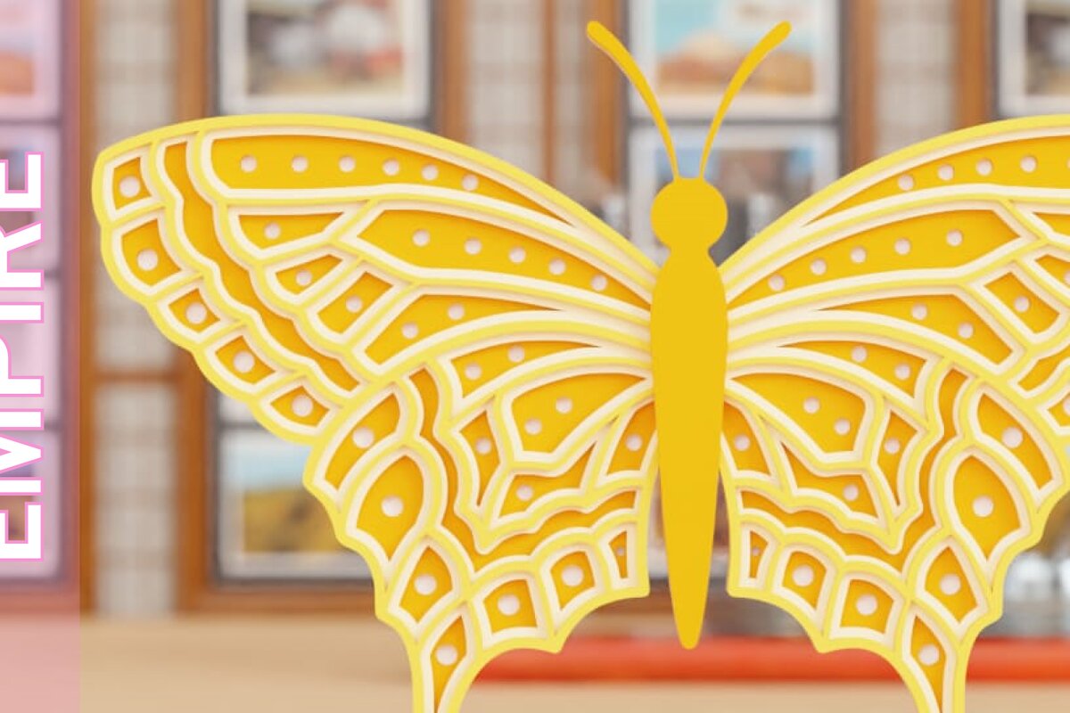 Intra απο ξύλο plywood 3mm-4mm πάχος 3D Butterfly Paper Cut Δίασταση 1200x1200 cm INTRAFABR-97001141 - Image 1