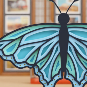 Intra απο ξύλο plywood 3mm-4mm πάχος 3D Butterfly Paper Cut Δίασταση 1200x1200 cm INTRAFABR-97001144 - Image 1