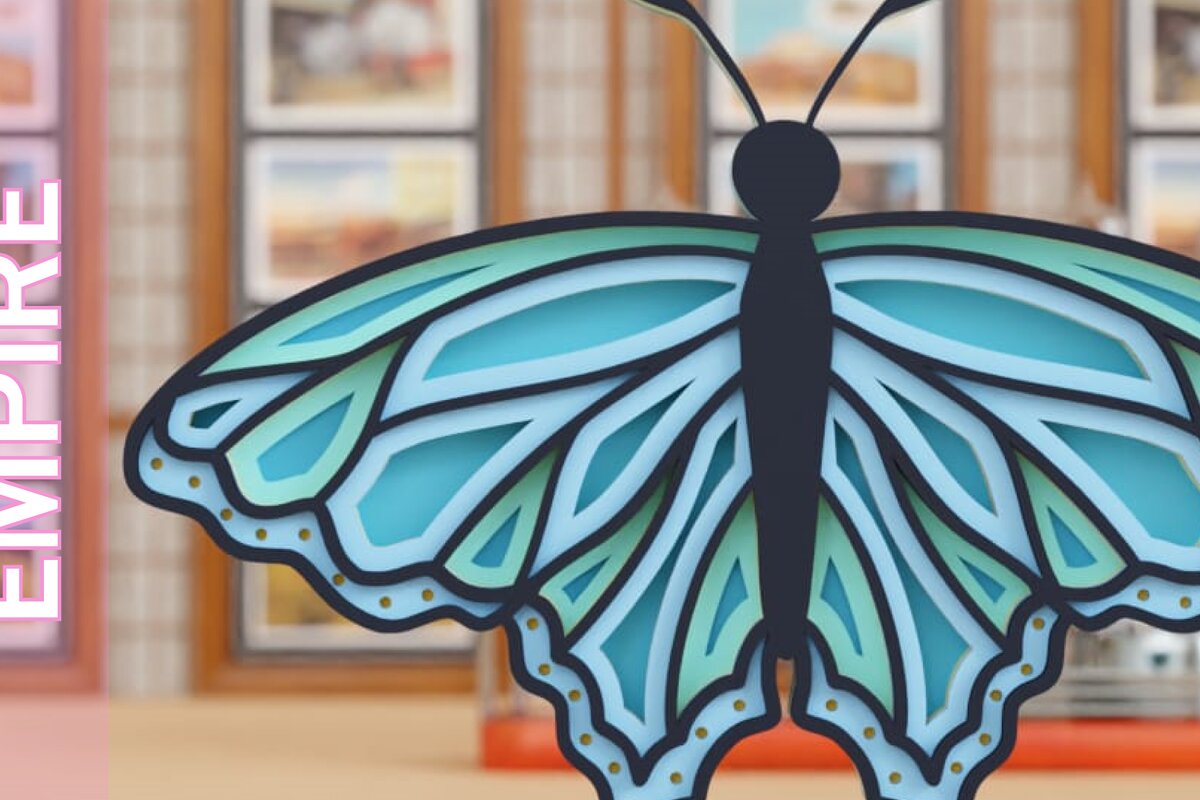 Intra απο ξύλο plywood 3mm-4mm πάχος 3D Butterfly Paper Cut Δίασταση 1200x1200 cm INTRAFABR-97001144 - Image 1