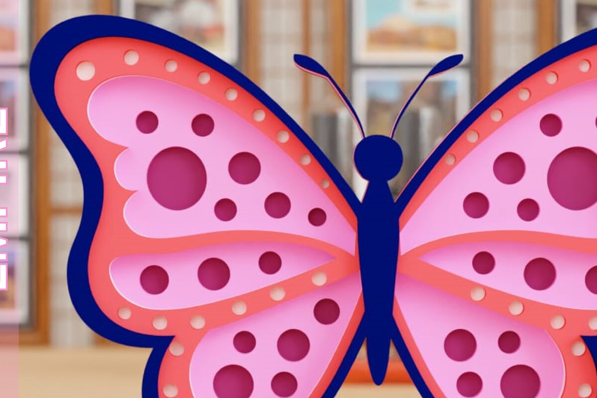 Intra απο ξύλο plywood 3mm-4mm πάχος 3D Butterfly Paper Cut Δίασταση 1200x1200 cm INTRAFABR-97001155