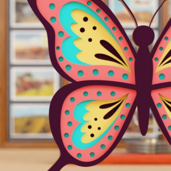 Intra απο ξύλο plywood 3mm-4mm πάχος 3D Butterfly Paper Cut Δίασταση 1200x1200 cm INTRAFABR-97001159 - Image 1