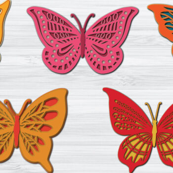 Intra απο ξύλο plywood 3mm-4mm πάχος Τρισδιάστατο Cut Paper Butterfly V.2 Δίασταση 1200x1200 cm INTRAFABR-21930150 - Image 1