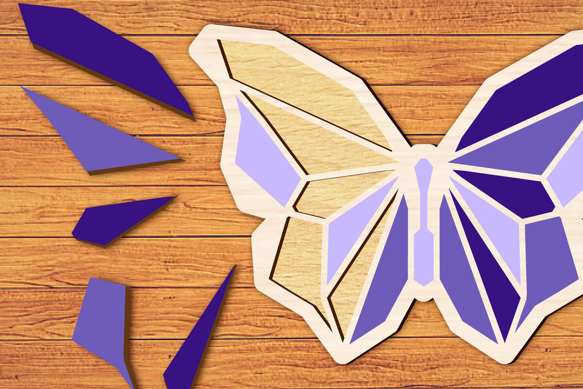 Intra απο ξύλο plywood 3mm-4mm πάχος 3D Butterfly Puzzle Cut  Δίασταση 30x20 cm INTRAFABR-98527326 - Image 1