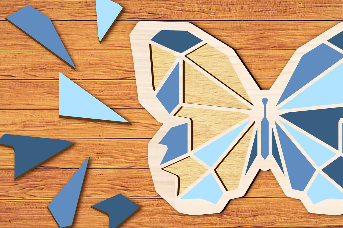 Intra απο ξύλο plywood 3mm-4mm πάχος 3D Butterfly Puzzle Cut  Δίασταση 30x20 cm INTRAFABR-98527388 - Image 1