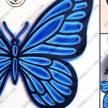 Intra απο ξύλο plywood 3mm-4mm πάχος 3D Butterfly , 3D Butterfly Paper Cut Δίασταση 3600x3600 cm INTRAFABR-89698432 - Image 2