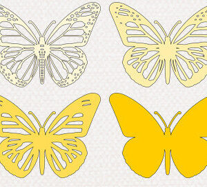 Intra απο ξύλο plywood 3mm-4mm πάχος 3D Butterfly - Layered Butterfly Δίασταση 15x15 cm INTRAFABR-96612181