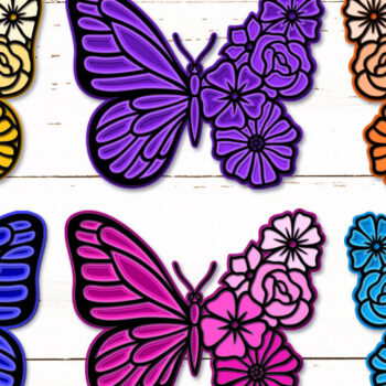 Intra απο ξύλο plywood 3mm-4mm πάχος 3D Butterfly , 3D Papercut Butterfly Δίασταση 3600x3600 cm INTRAFABR-13014232 - Image 1