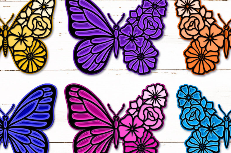 Intra απο ξύλο plywood 3mm-4mm πάχος 3D Butterfly , 3D Papercut Butterfly Δίασταση 3600x3600 cm INTRAFABR-13014232