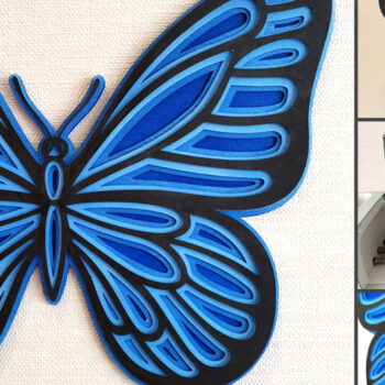 Intra απο ξύλο plywood 3mm-4mm πάχος 3D Butterfly , 3D Papercut Butterfly Δίασταση 3600x3600 cm INTRAFABR-13014232 - Image 3